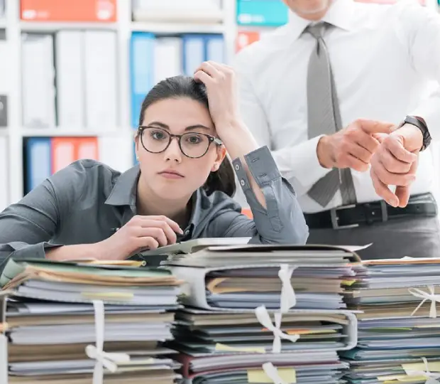 Girl stressed with paperwork